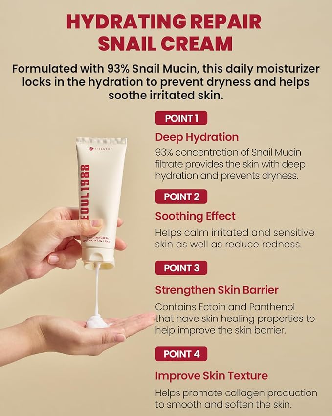 SEOUL 1988 Cream: Snail Mucin 93% + Rice