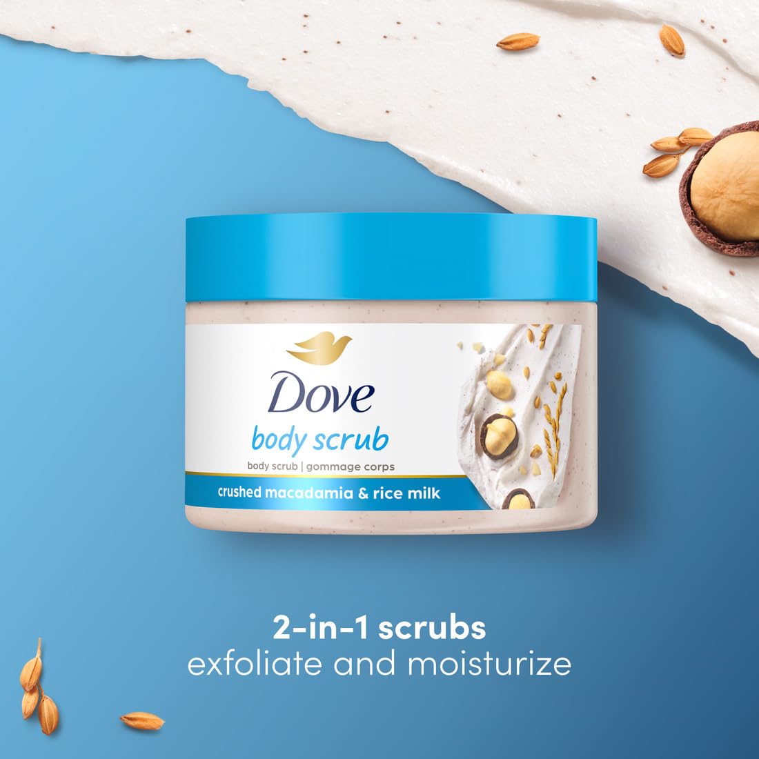 Dove-Body Scrub 298G Sk W Crushed Macadamia & Rice Milk (Bc)