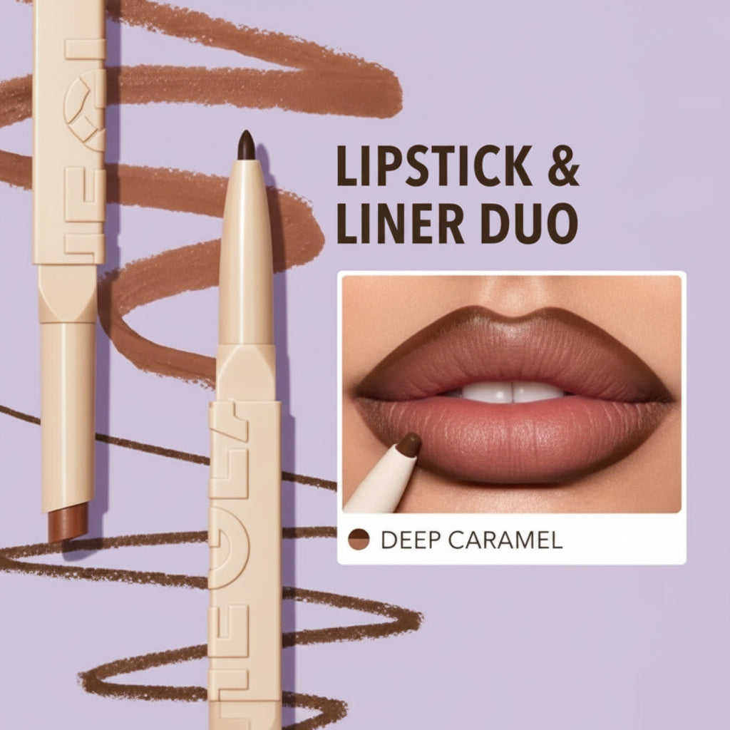 Sheglam Glam 101 Lipstick & Liner Duo Deep Caramel 2 In 1