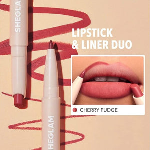 Sheglam Glam 101 Lipstick & Liner Duo Cherry Fudge 2 In 1
